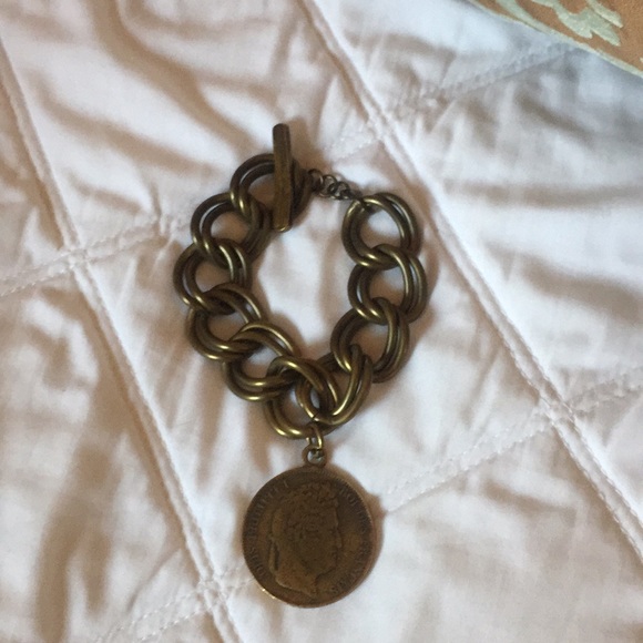 Giant Chain and Francs Coin Bracelet - Picture 1 of 2